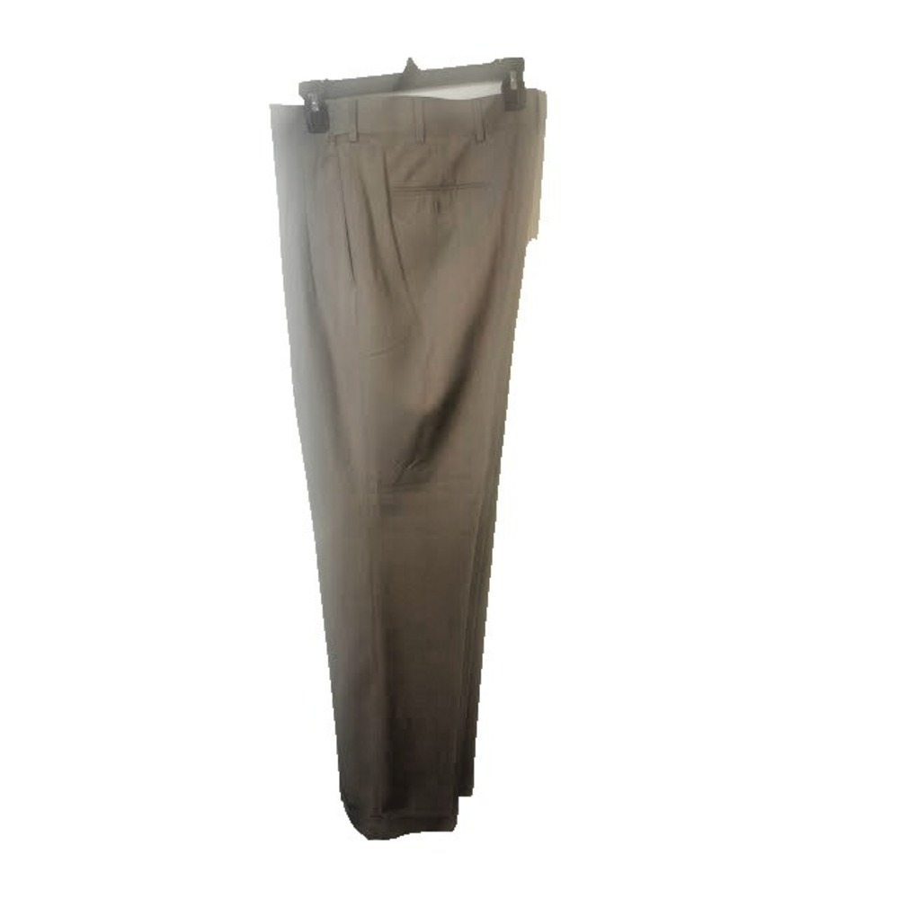 Stafford Essentials Pants Men 42x32 Beige Crosshatch Classic Fit - Picture 2 of 9